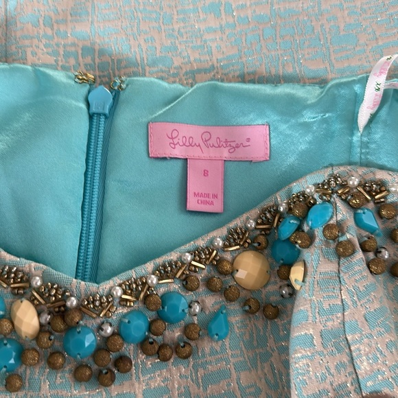 Lilly Pulitzer Raya Dress Mint Teal Jeweled Size 8 - Picture 6 of 6